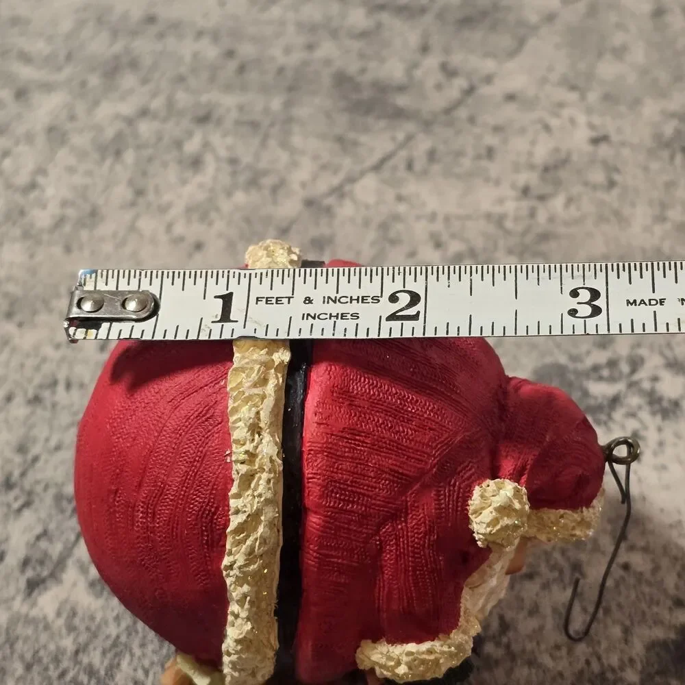 Roly Poly Fat Santa Ball Ornament Kitsch Folk Art Fat Santa Round Country Decor